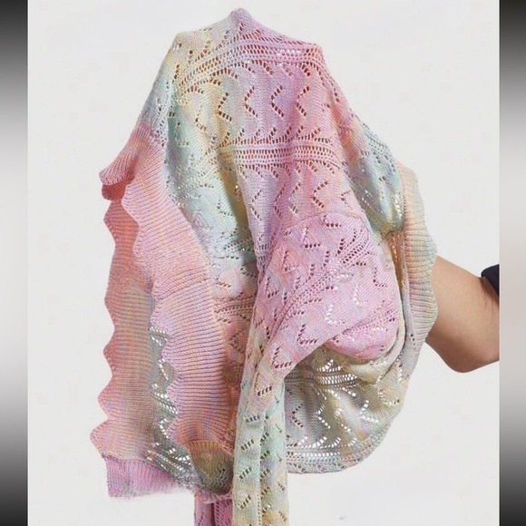 Dainty Multi Cable Knit Tie Dye Ombre Pointelle Cardigan Mult Sizes New - Picture 6 of 6